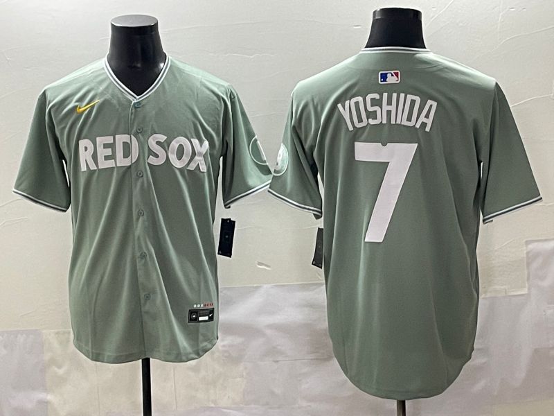 Men 2025 Boston Red Sox #7 Yoshida Light Green Joint Name Nike MLB Jersey style 1